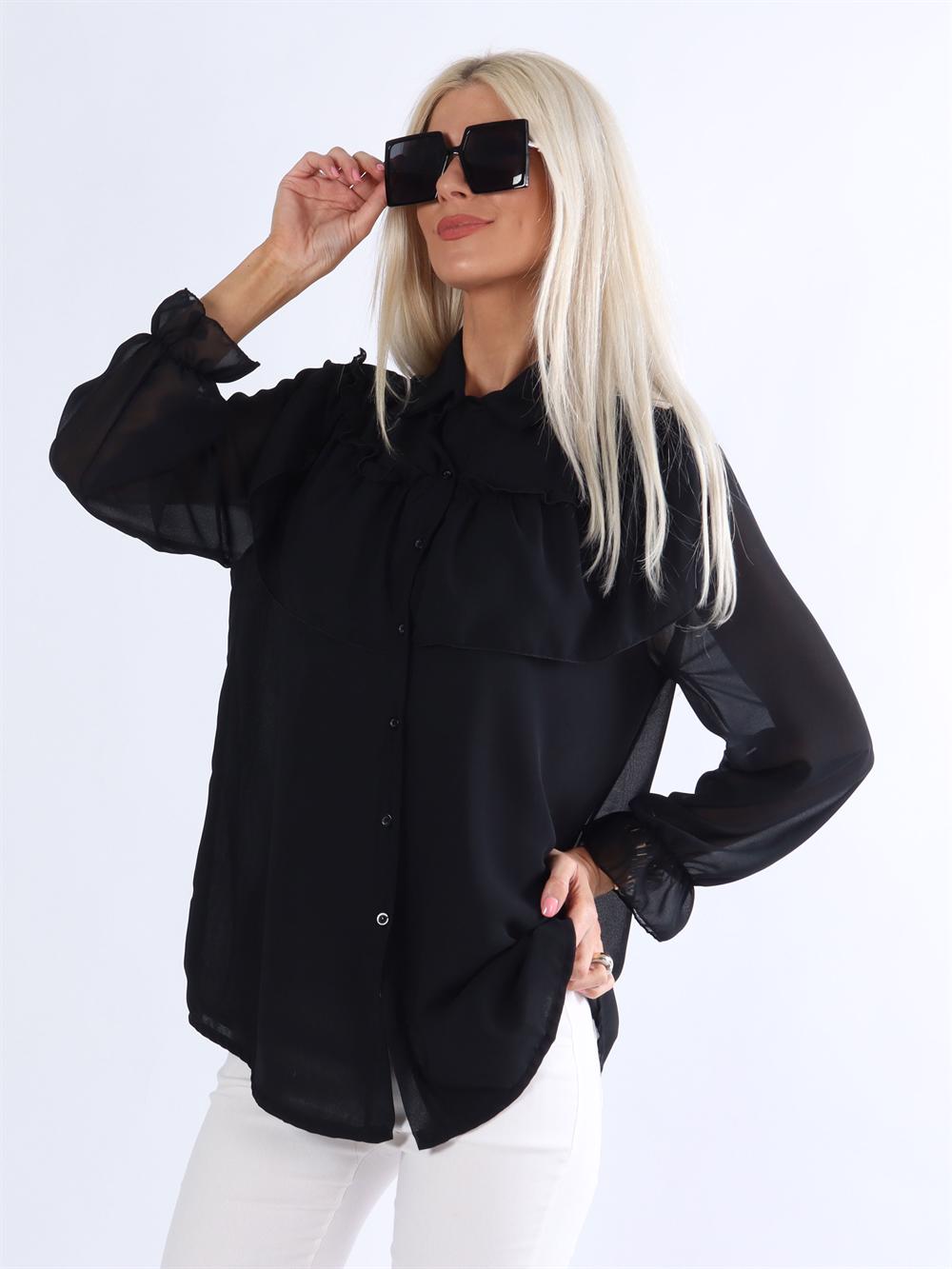 Chia - Tunika i chiffong med volanger